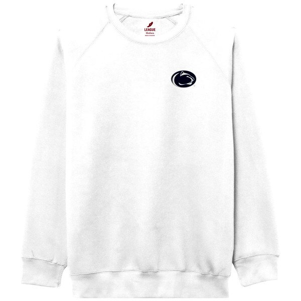 white crew neck sweatshirt with Penn State Athletic Logo on left chest